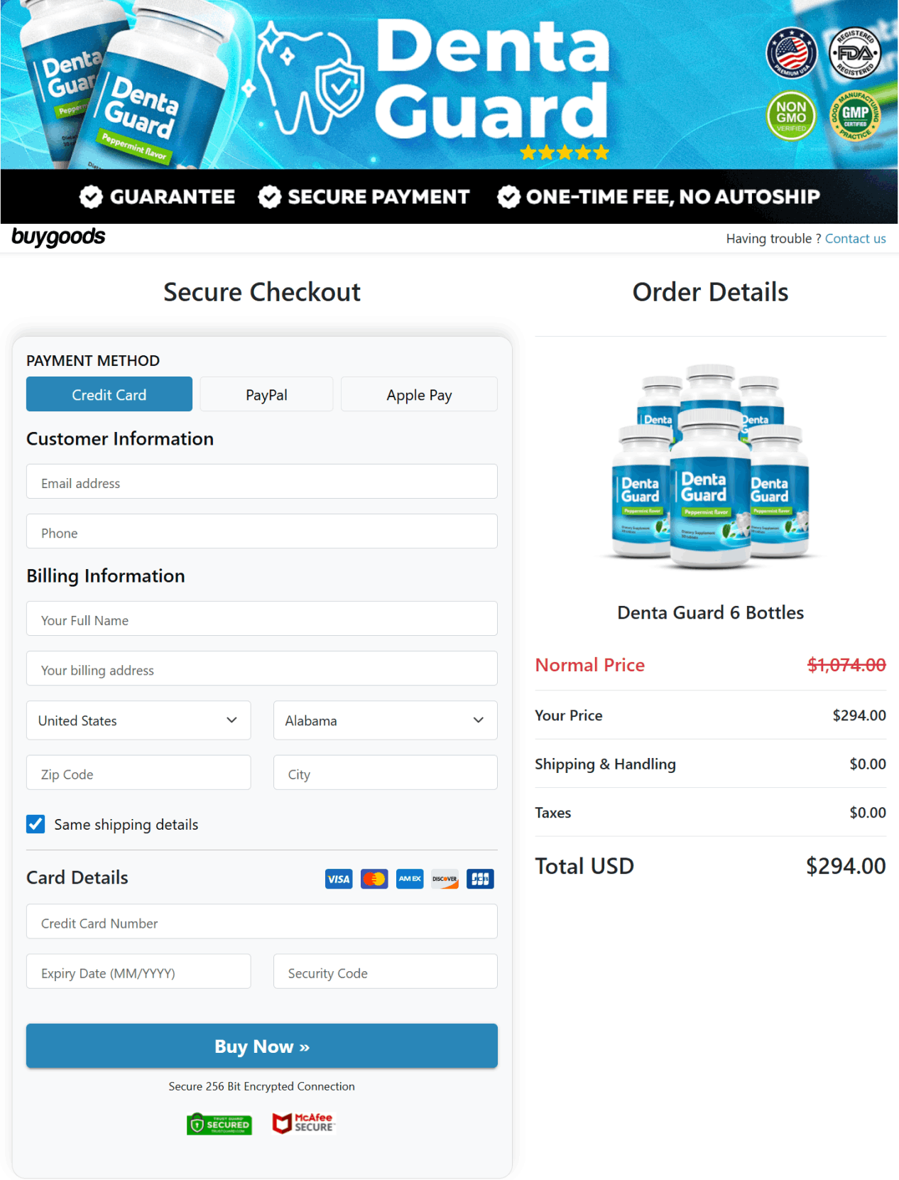 dentaguard secure checkout